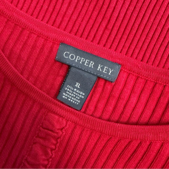Copper Key Red Ribbed Sweater - Picture 4 of 6